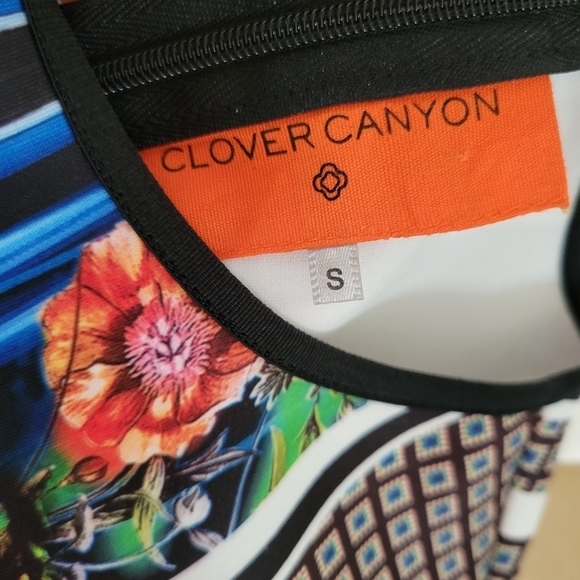 Clover Canyon Blue Geometric & Floral Print Bodycon Dress - Picture 4 of 6